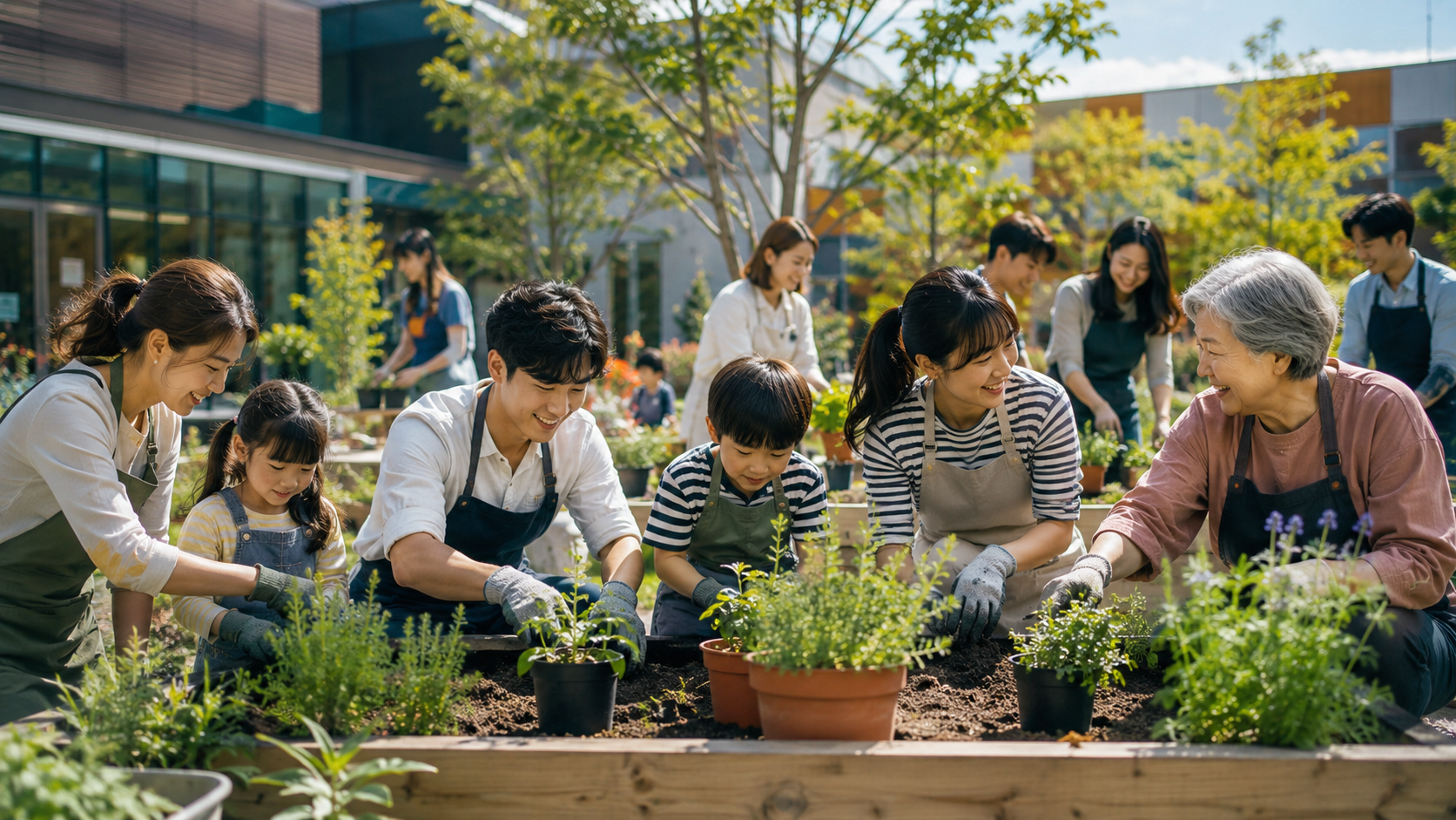 교회 정원에서 함께 허브를 심는 공동체
